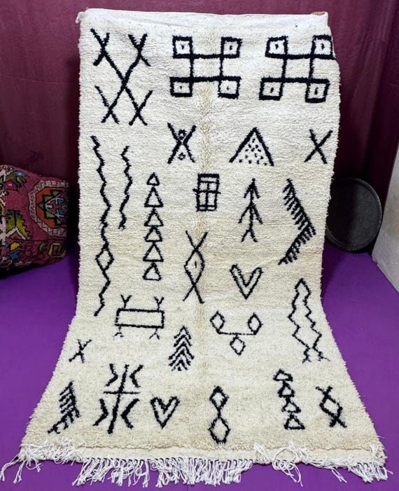 Artistic Wool Rug;Handmade Moroccan Berber Rug