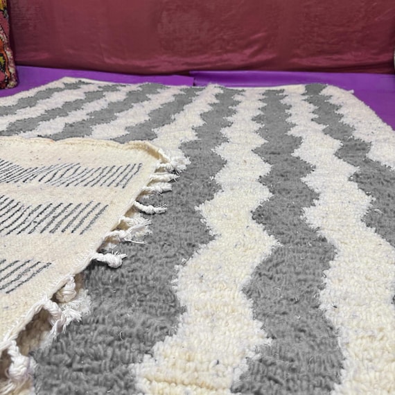 Handmade Beni Mrirt Rug;Moroccan Wool Berber Carpet;Tribal Boho Style; rug