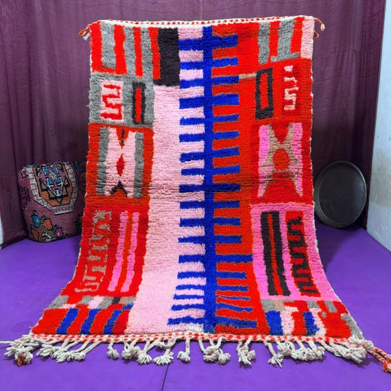 Handwoven Boujaad Rug, Authentic Moroccan Berber Wool, 3x5