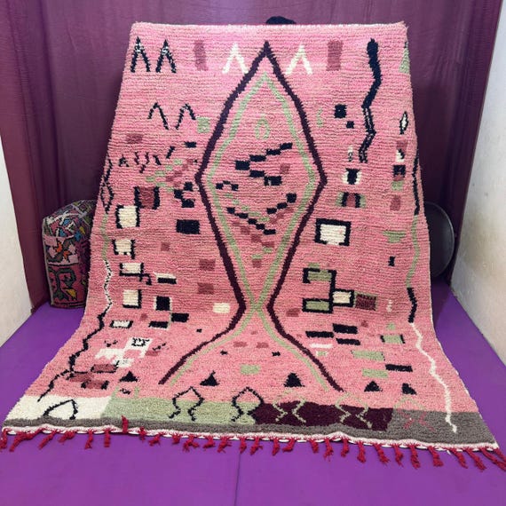 Handmade Wool Berber Rug;Colorful Moroccan Design