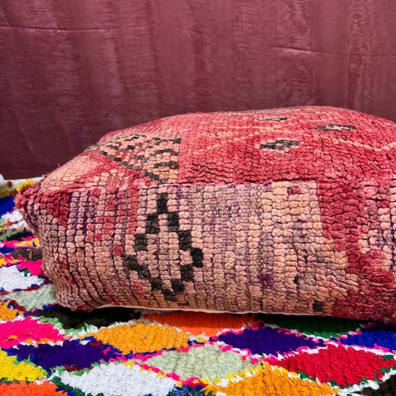 Beni ouarin square pouf;outdoor kilm pouf;Yoga meditation, kilm pouf Multi Color;Vintage Moroccan Ottoman;Meditation Cushion