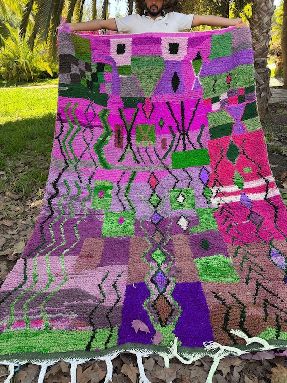 Multicolor Moroccan Wool Rug – Handmade Berber Boujaad Statement Carpet. 180x280 cm. rug; hand made