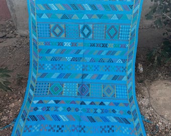 Handwoven Moroccan Kilim Rug - Sabra Silk Rug with Tribal Berber Patterns