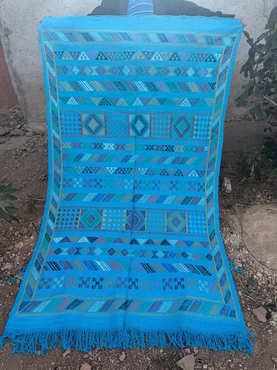 Handwoven Moroccan Kilim Rug - Sabra Silk Rug with Tribal Berber Patterns