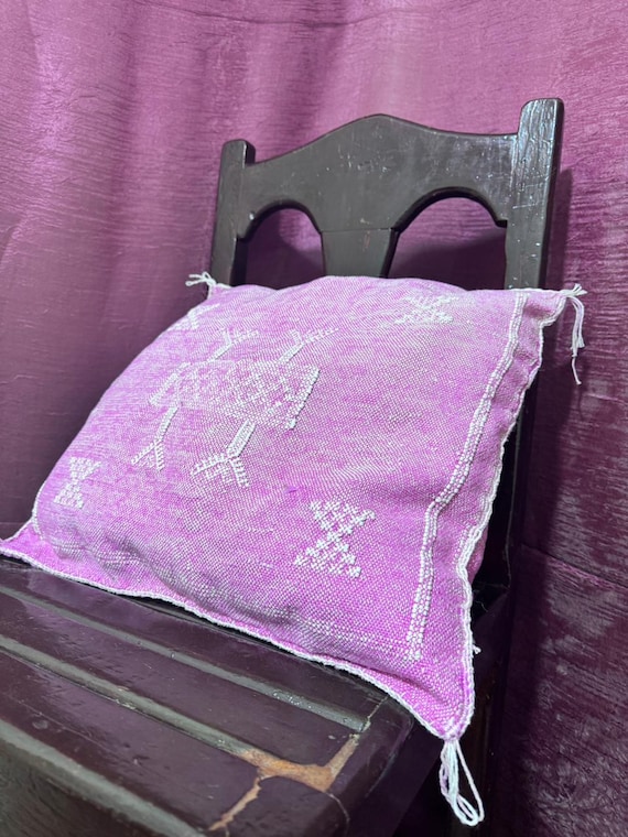 Handmade Moroccan Cactus Silk Pillow Cover: Weather-Resistant 20x20; SABRA