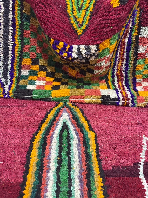 Handmade Boujad Wool Rug.Colorful Moroccan Berber Carpet.RUGS