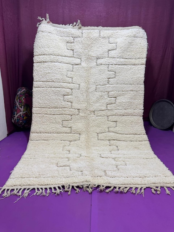 Handmade Moroccan Berber Rug;Wool Shag Beni Ourain Rug