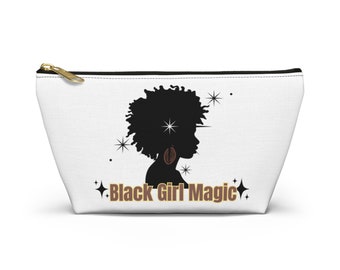 Personalized Melanin Queen Cosmetic Pouch, Custom African American Accessory Bag, Black Girl Make-up Bag, Teen Toiletry Bag, Gift for Her