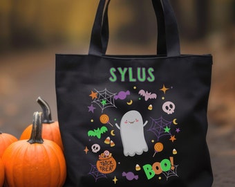Personalized Trick or Treat Bag Halloween Candy Bag Custom Trick or Treat Bag Halloween Tote Bag Trick or Treat Tote Custom Halloween Bag