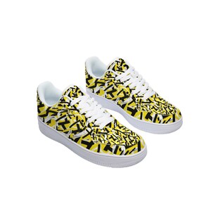 Mellow Yellow Graffiti Air Force 1 Inspired Shoes (NOT AF1) - Handcrafted Custom Printed Sneakers