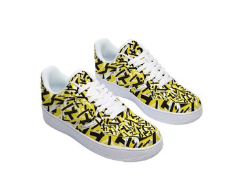 Mellow Yellow Graffiti Air Force 1 Inspired Shoes (NOT AF1) - Handcrafted Custom Printed Sneakers