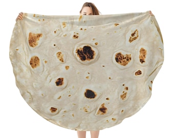Flour Tortilla Blanket: Round Food-Inspired Throw, Fun Snuggle Blanket