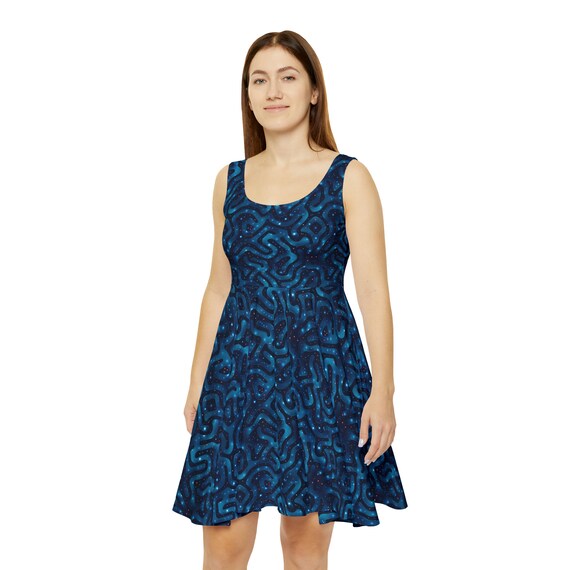 Women's Skater Dress (AOP) - Stellar Maze, high waisted