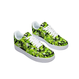 Limed Graffiti Air Force 1 Inspired Shoes (NOT AF1) - Handcrafted Custom Printed Sneakers
