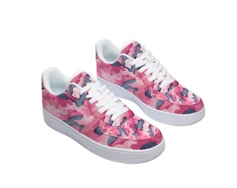 Custom Pink Camo Sneakers: Handcrafted Printed Unisex Shoes