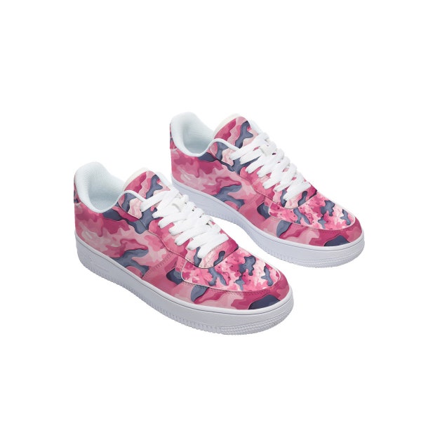 Custom Pink Camo Air Force 1 Inspired Shoes (NOT AF1) - Handcrafted Custom Printed Unisex Sneakers