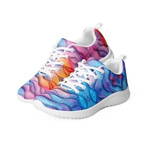 Chromatic Waves Sneakers - Colorful Layered Design Athletic Shoes for Women