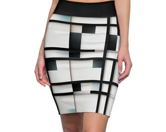Geometric Elegance - Jupe crayon pour femme (AOP)