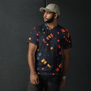 Geometric Circuitry Pattern - V-Neck Sports Jersey
