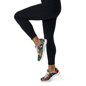 Retro-Futuristic 3D Geometric Ribbon - Women’s athletic shoes