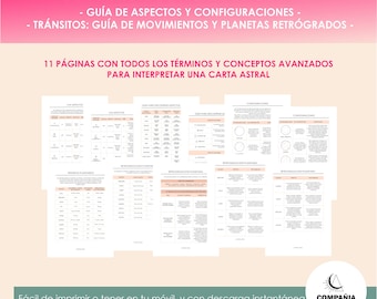 Einfacher Leitfaden zur fortgeschrittenen Astrologie / PDF-Handbuch zum Herunterladen / Astrologie-Spickzettel für Geburtsdiagramme / Astrologie lernen / Astrologie für Anfänger
