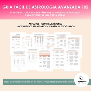 Guía fácil astrología avanzada/Manual PDF descargable/hoja de truco astrología carta astral/aprender astrología/astrología para principiante
