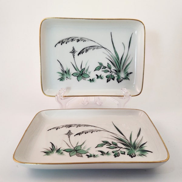 Set of 2 Rosenthal Kunstabteilung Selb Germany Antique 1949 5 1/2" Rectangular Trays - Catch All/Jewelry/Mint/Dishes