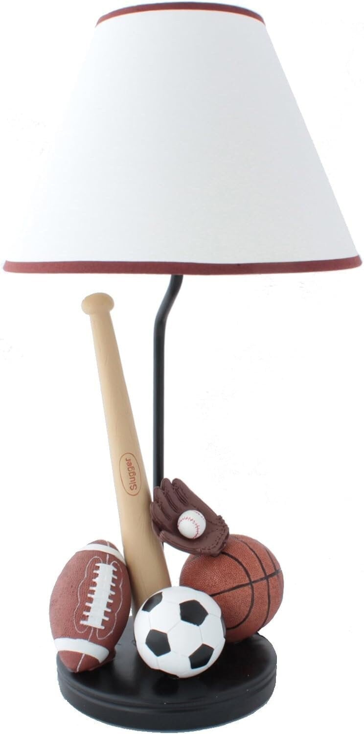 Sports Table Lamp with Matching Night Light - Fantastic Hand Painted Details