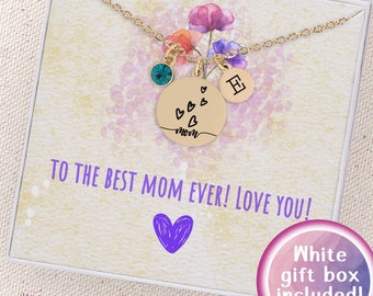 Personalized Necklace For Mom, Mom Jewelry, Sentimental Gifts For Mom Necklace, Birthstone Jewelry Gift For Mom From Kids, Mom Birthday Gift