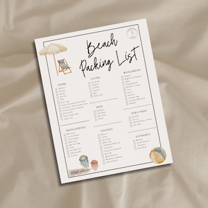 Druckbare Strand Packliste - Säuglingsausgabe