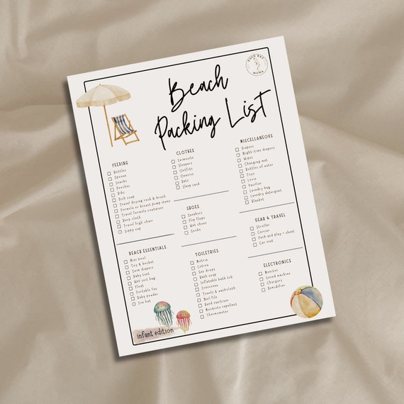 Packing List Infant Beach Gear Baby Toddler Beach Packing List