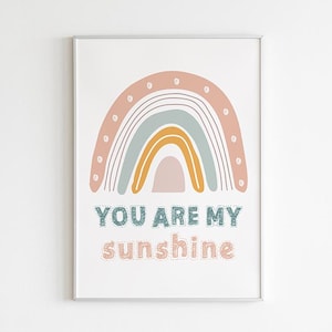 Impressões quadro ou cartão, pôster de quarto arco-íris, decor de parede de quarto infantil, impressões de arte, you are my sunshine