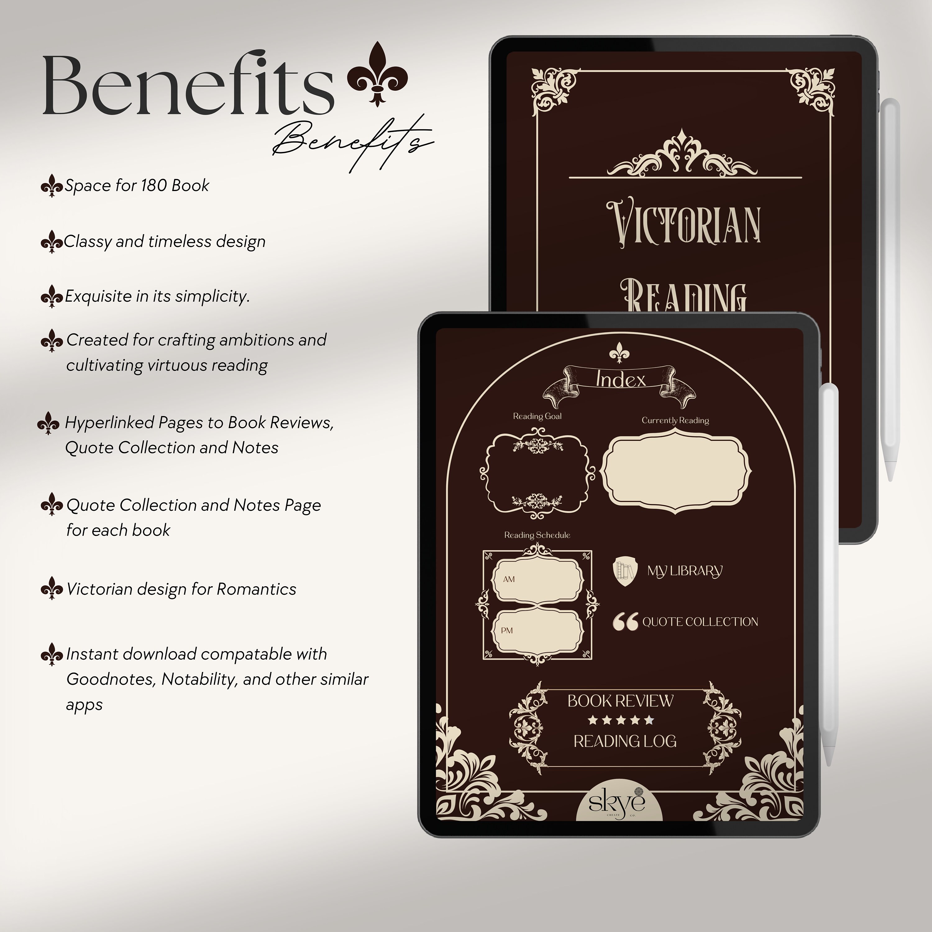Victorian Reading Journal, Digital Reading Planner, Ipad,reading ...