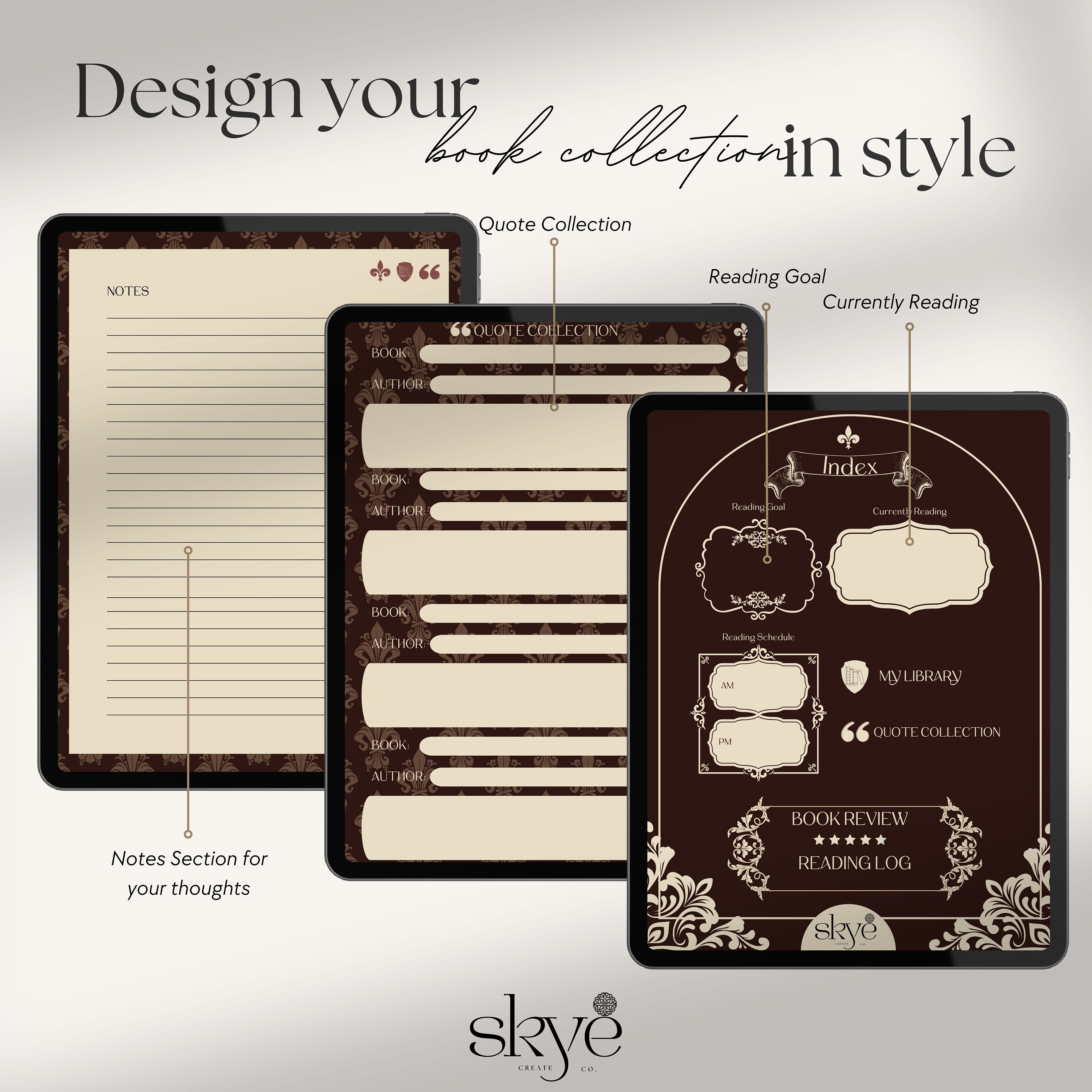 Victorian Reading Journal, Digital Reading Planner, Ipad,reading ...