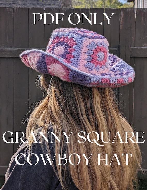 Pink and Blue Crochet Cowboy Hat. New Without Tags Crochet Cowboy Hat Cover Pattern - Etsy main image 3