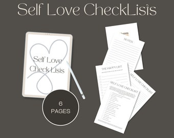 Self Love Journal Checklist Pages, self love checklist, self love journal pages