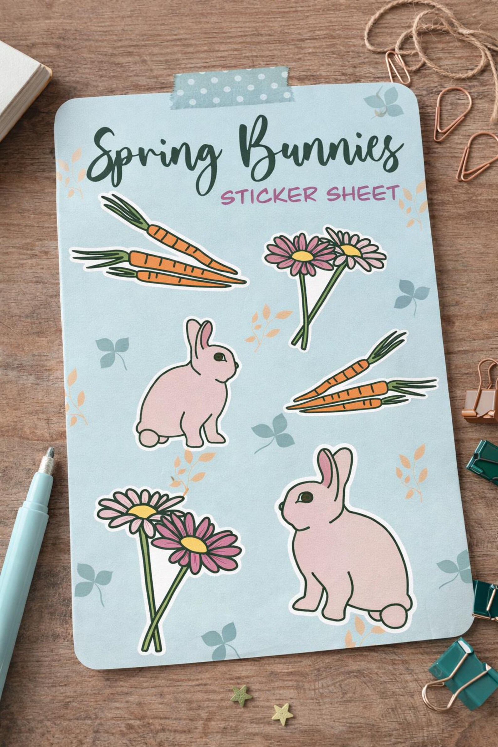 Spring Rabbit Sticker Spring Bunnies Sticker Sheet - 4
