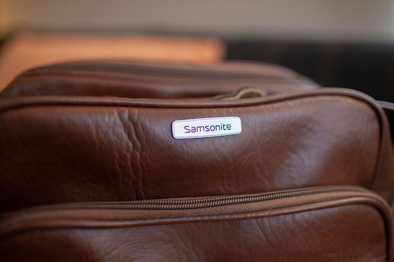 Vintage 70s Samsonite Carry-on Shoulder Bag, Retro Brown Faux