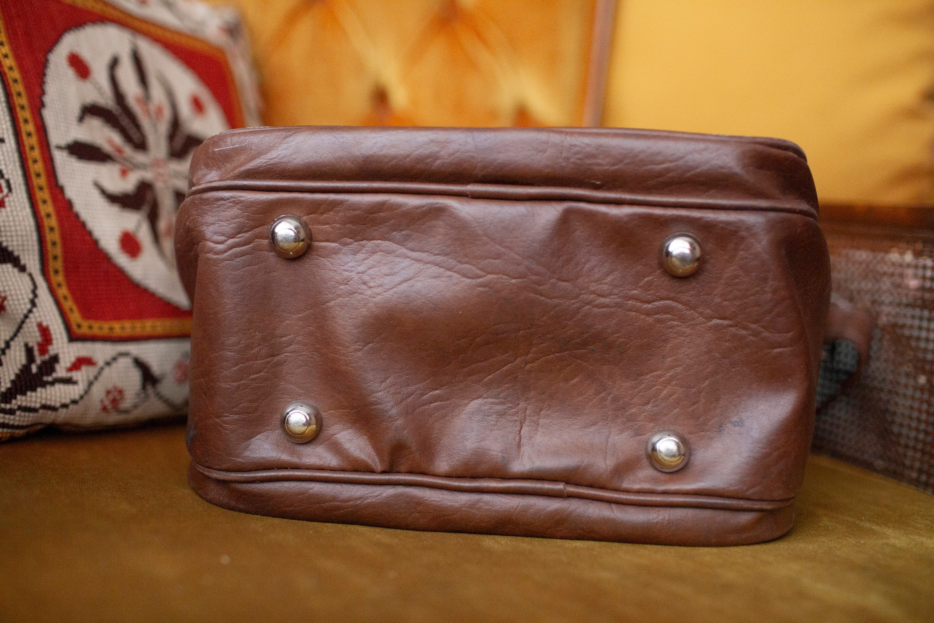 Sac à Main Vintage Samsonite En Cuir - Marron Foncé, Porté épaule, Authentique