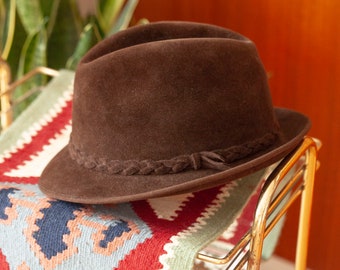 Size 6 7/8 Vintage 1950s 1960s Adam Hats Carbon Brown Porkpie