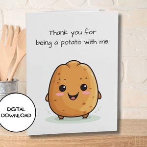 Afdrukbare Ugly Potato-wenskaart l Een aardappel zijn met mij l Digitale grappige wenskaart l Envelop inbegrepen l Instant Download l 5x7 l 4x6