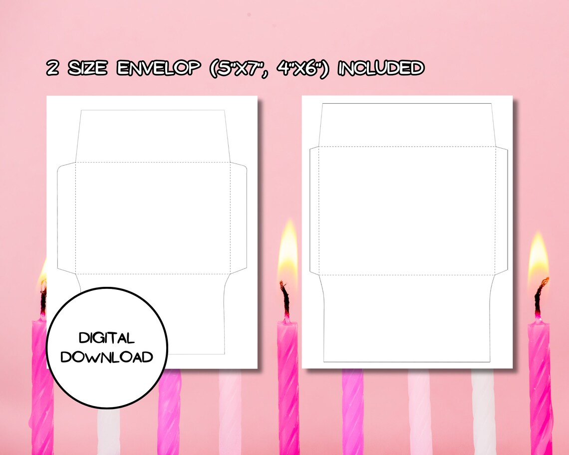 Printable Birthday Cat Card L Cute Cat Holding Birthday Cake L Envelop ...