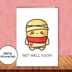 Linda tarjeta de felicitación digital de vendaje l Imprimible Get Well Soon Postal l Sobre descargable incluido l Pensando en ti Conjunto de descarga de papel