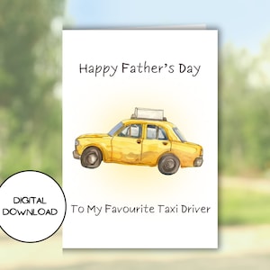 Tarjeta de felicitación digital del Día del Padre l Descarga de postal de taxista favorito l Sobre imprimible incluido l Lindo mensaje divertido para papá