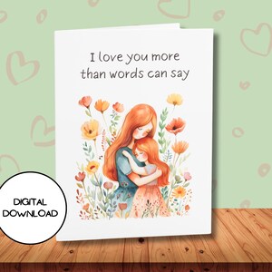 Digitale Grußkarte „Happy Mother's Day“ l Blumenmuster-Postkarte für Mama l Blumendruckpapier mit Nachricht für Mama l Umschlag inklusive