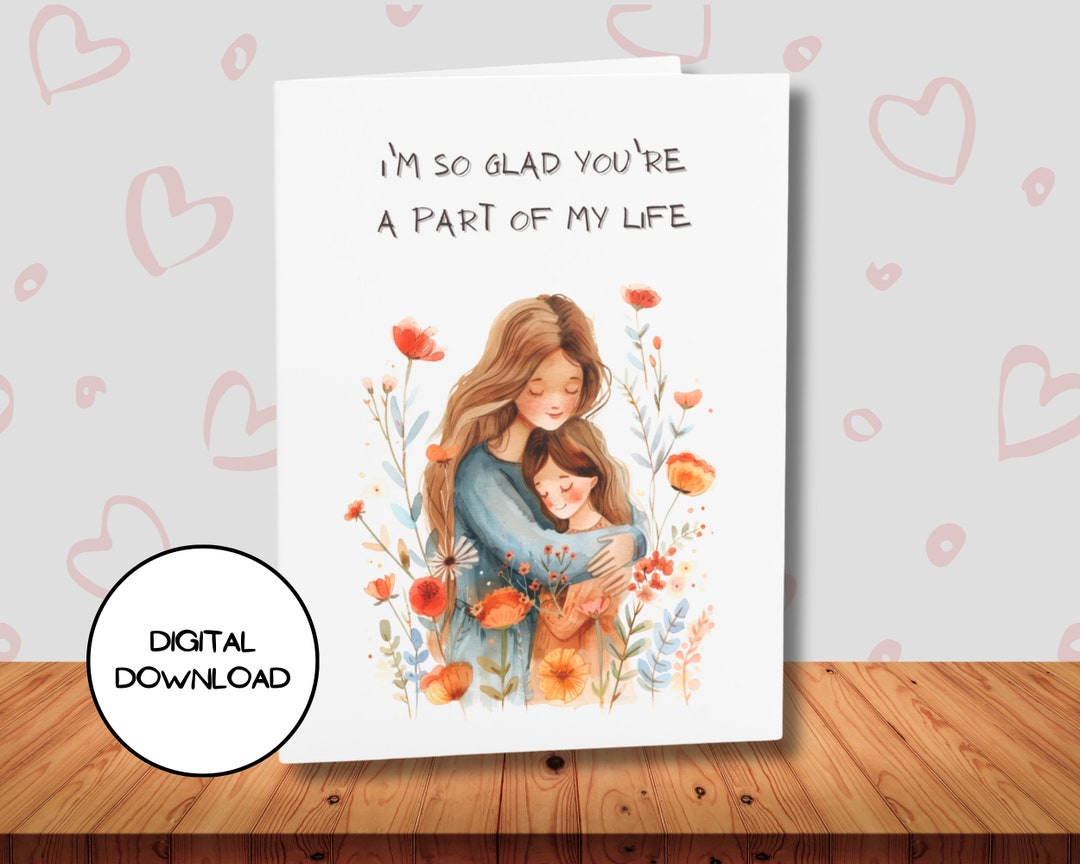 Love Mom Digital Card for Mother's Day L Warm Floral Printable Greeting ...