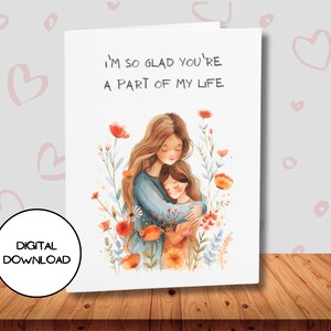 Cartão digital Love Mom para o Dia das Mães l Cartão postal de saudação floral quente para impressão l Envelope incluído l Aquarela Primavera Flor Papel Mãe