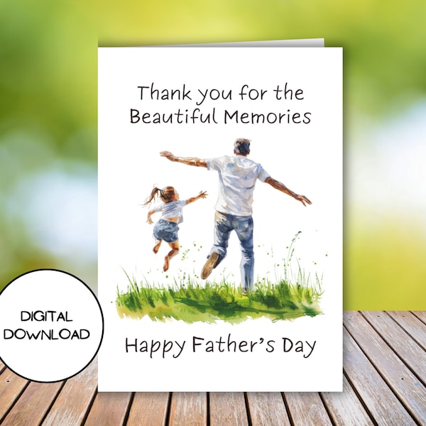 Beautiful Memory with Father Digital Greeting Card l Printable Dad and Child Design Postcard l Downloadable Envelop Included l Love Daddy