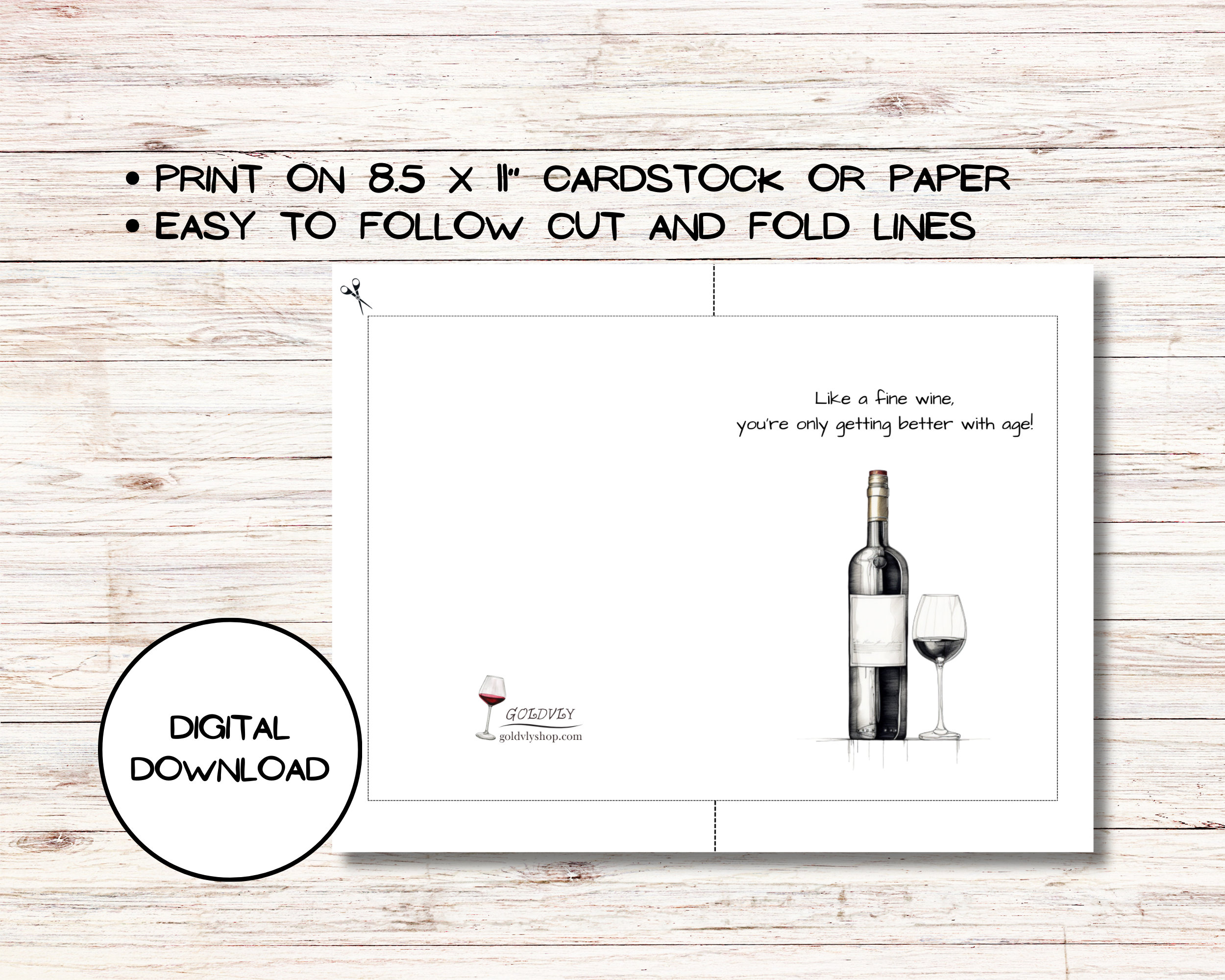 Printable Funny Wine Birthday Card L Like a Fine Wine L Digital Funny ...