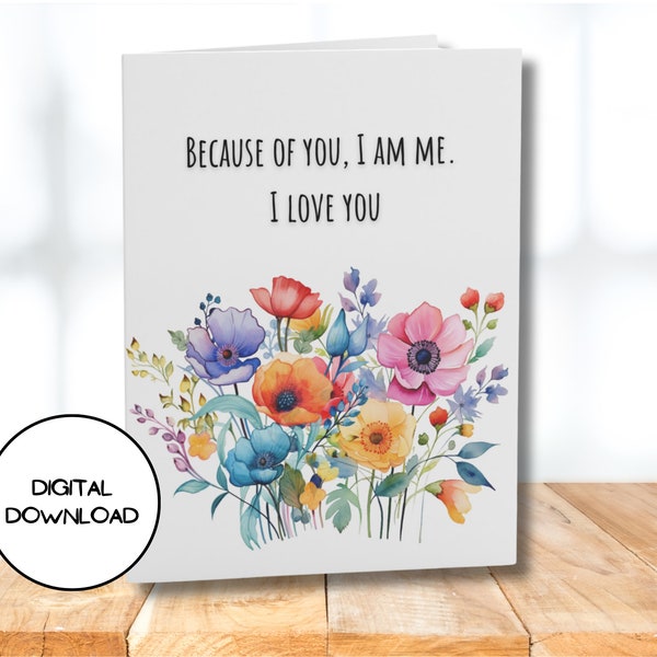 Printable Warm Spring Flower Greeting card l Digital Colorful Floral Postcard l Envelop included l PDF JPG Download Immediately l 5x7 l 4x6